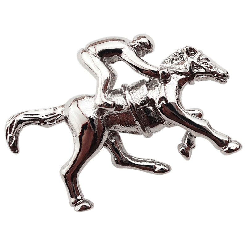pin-shiny sliver horse racing pin