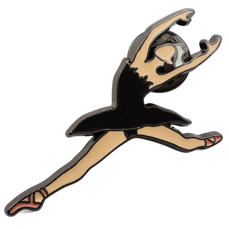 Pin-Black enamel ballerina  pin